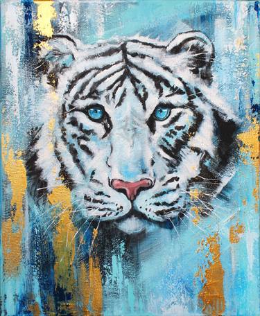 White tiger animal painting thumb