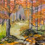Springtime walking the dog in the woods by Brian Thomas