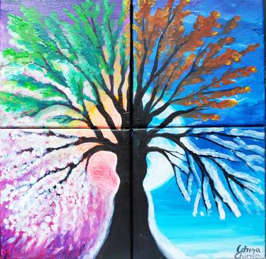 Original Modern Tree Paintings by Corina Chirila