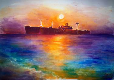 Print of Realism Ship Paintings by Corina Chirila
