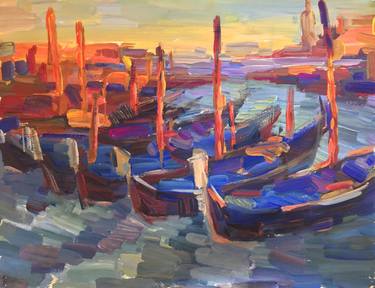 Original Boat Paintings by Mariia Chernyshova