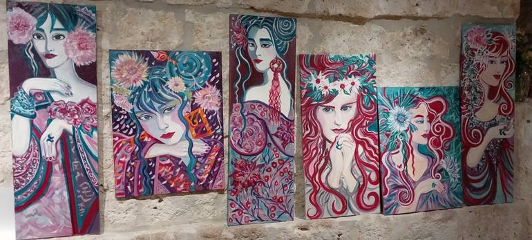 Original Figurative Women Painting by Zigou Beni