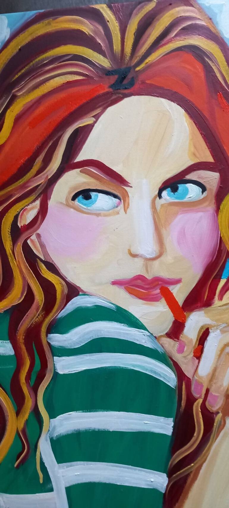 Original Portraiture Beach Painting by Zigou Beni