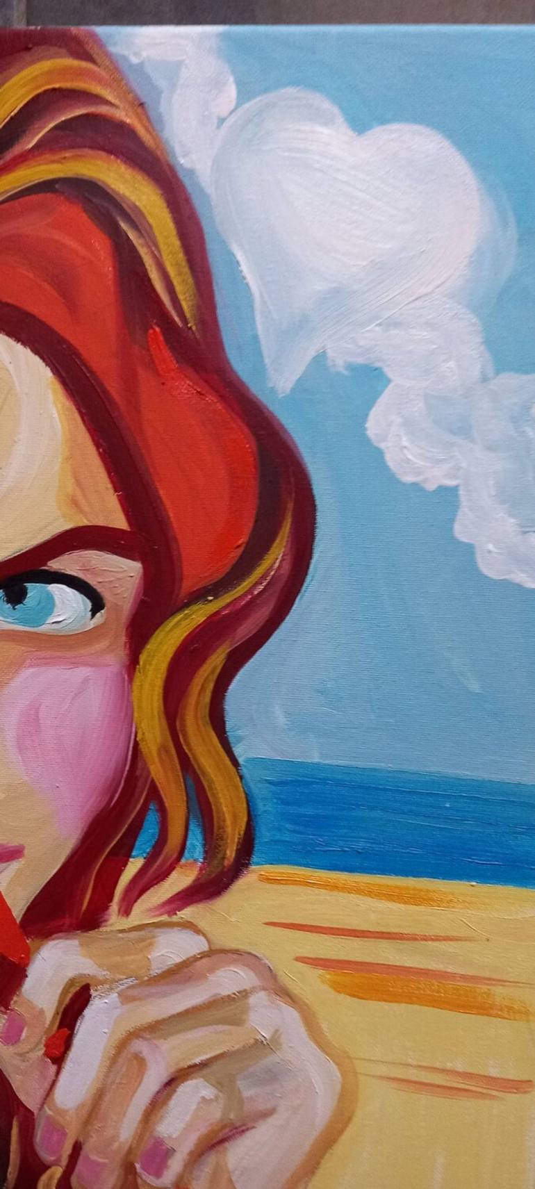 Original Portraiture Beach Painting by Zigou Beni