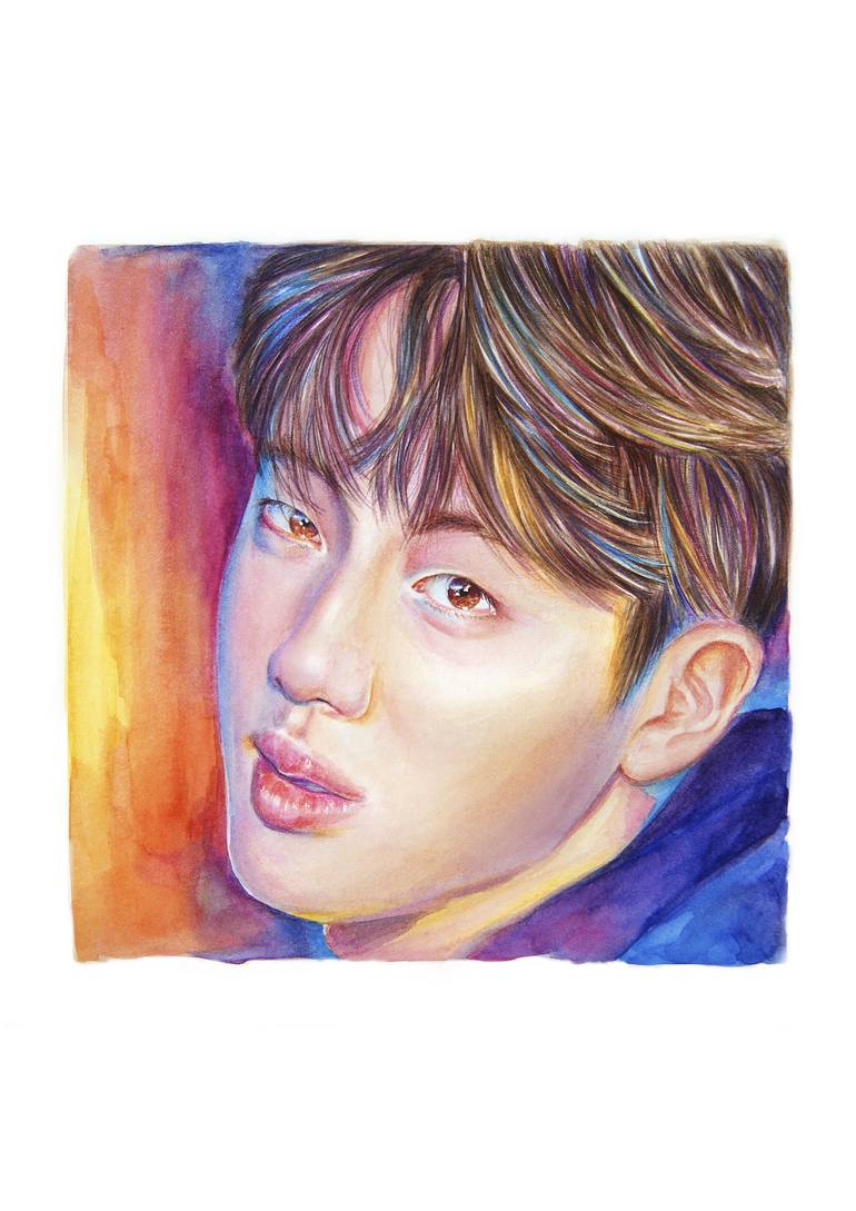 BTS Jin Love Yourself Printmaking by Alicia del Pino | Saatchi Art