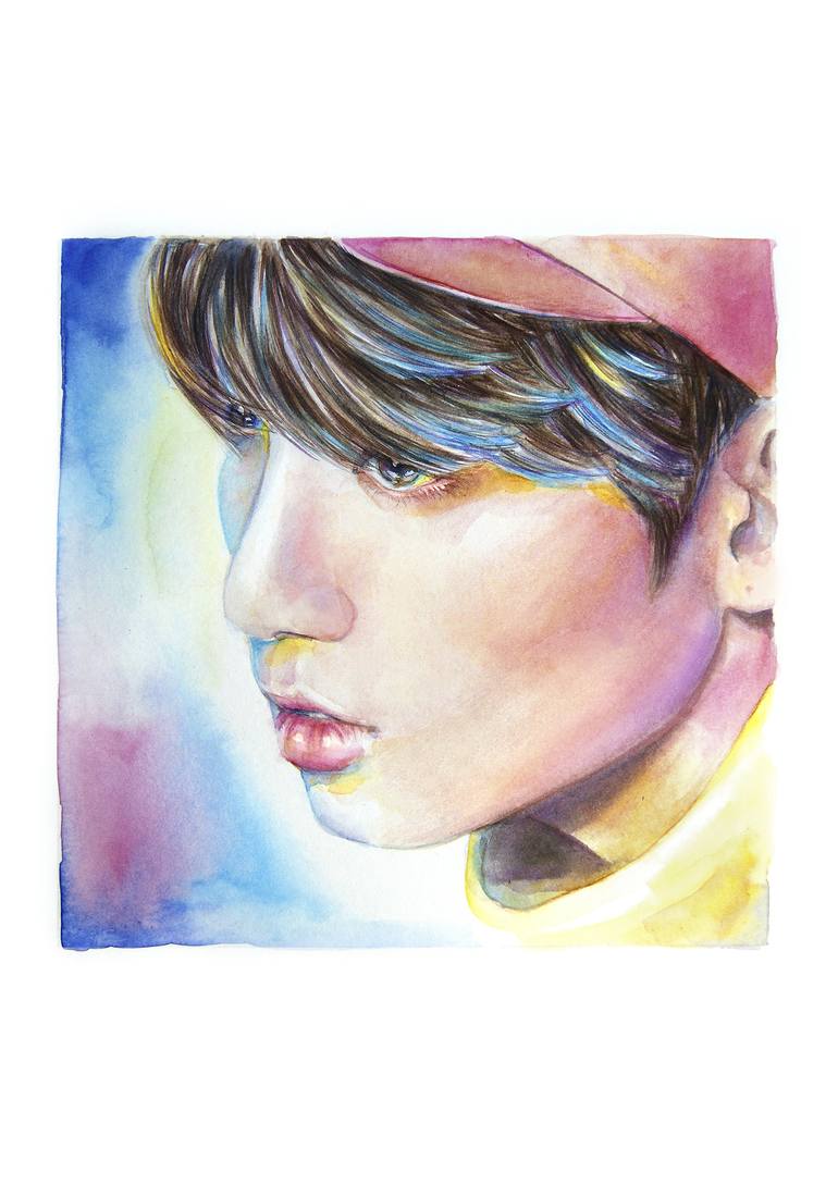 BTS Jungkook Love Yourself Printmaking by Alicia del Pino