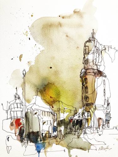Original Abstract Architecture Painting by Neil Whitehead