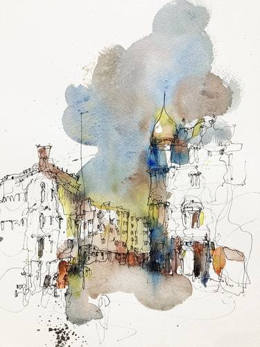 Original Abstract Architecture Painting by Neil Whitehead
