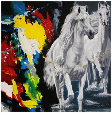 Original Abstract Horse Paintings by Lawrence Lynn