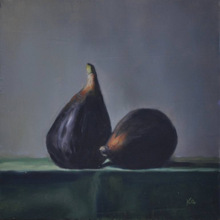 Two Figs On Green Cloth