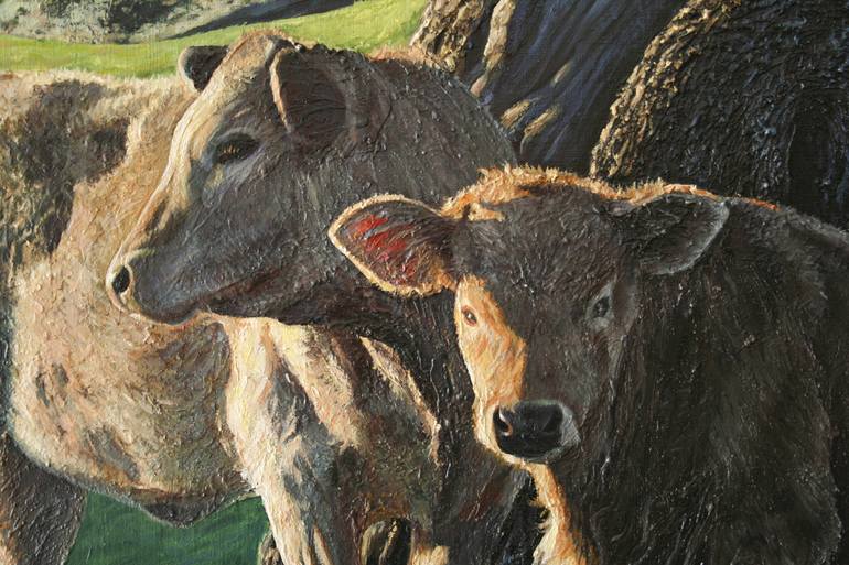 Original Figurative Cows Painting by Javier Ramos Julián