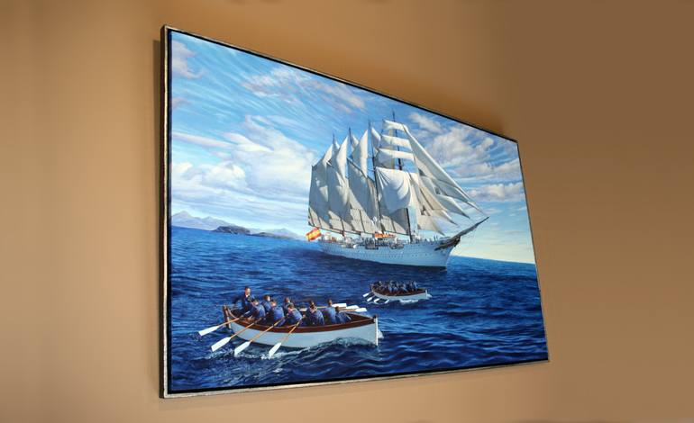 Original Documentary Boat Painting by Javier Ramos Julián