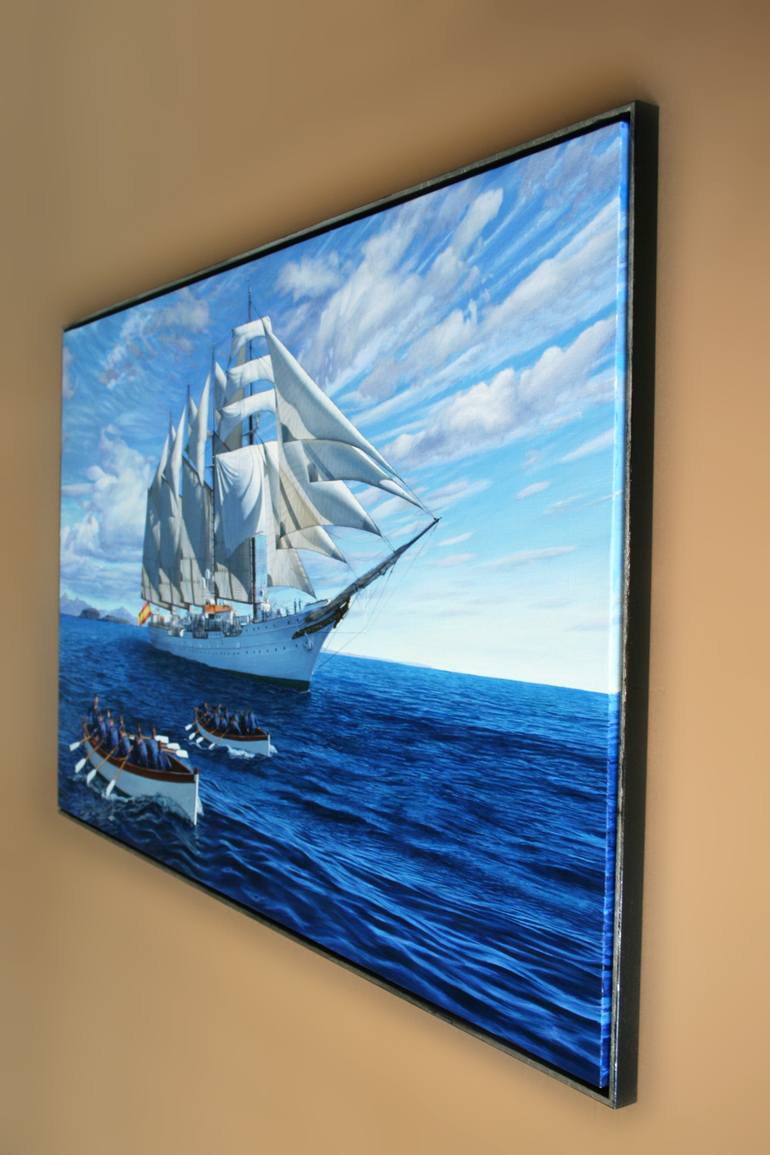 Original Documentary Boat Painting by Javier Ramos Julián