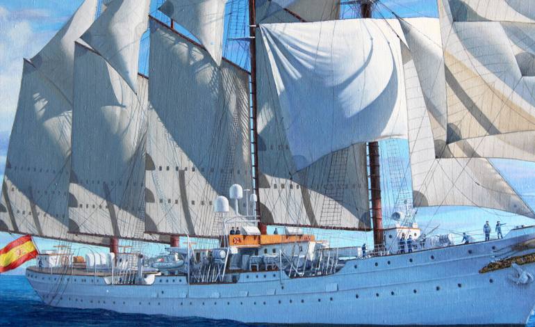 Original Documentary Boat Painting by Javier Ramos Julián