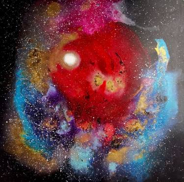 Original Abstract Expressionism Outer Space Painting by Lynda R Stevens