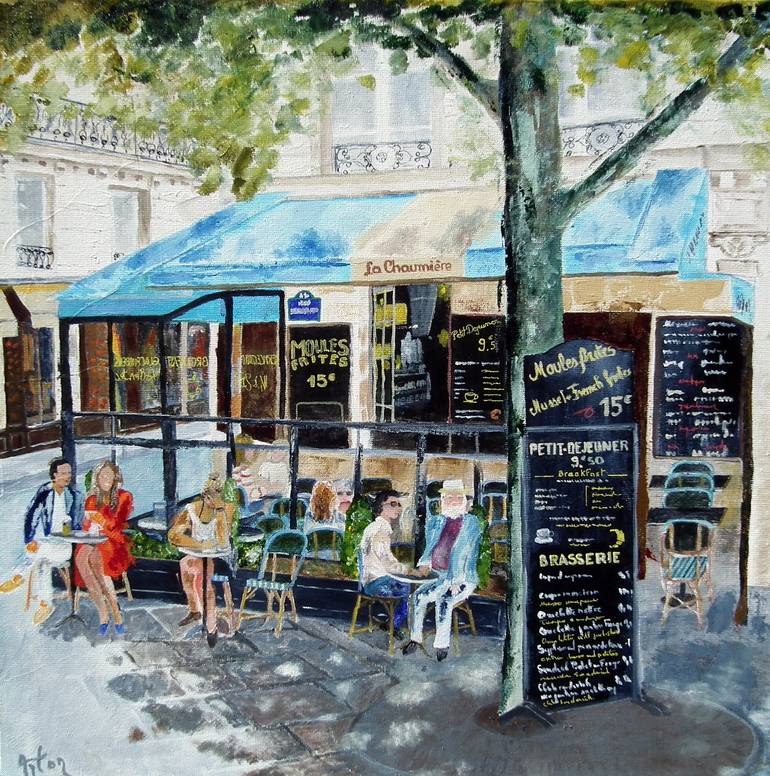 Paris Brasserie Restaurant La chaumiere Painting by Loyer Roger Anton ...