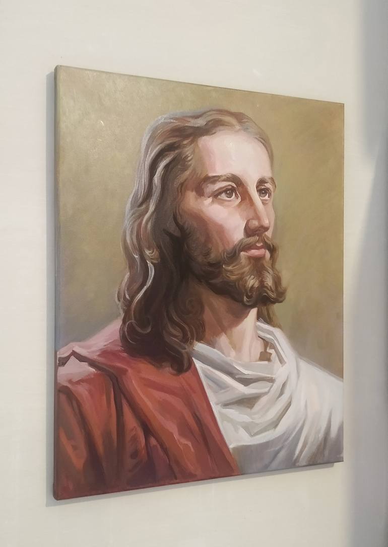 Portrait Of Jesus Christ From Original Oil Painting Hearts   Etsy