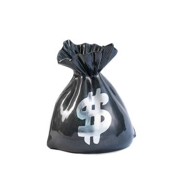 Money bag sculpture- black carbon finish thumb