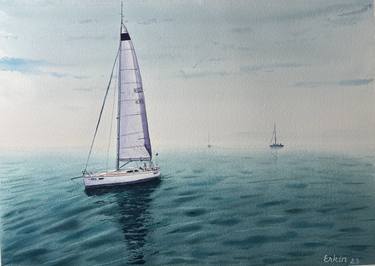 Print of Realism Sailboat Paintings by Erkin Yılmaz