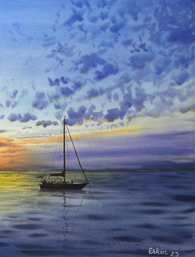 Original Impressionism Seascape Painting by Erkin Yılmaz
