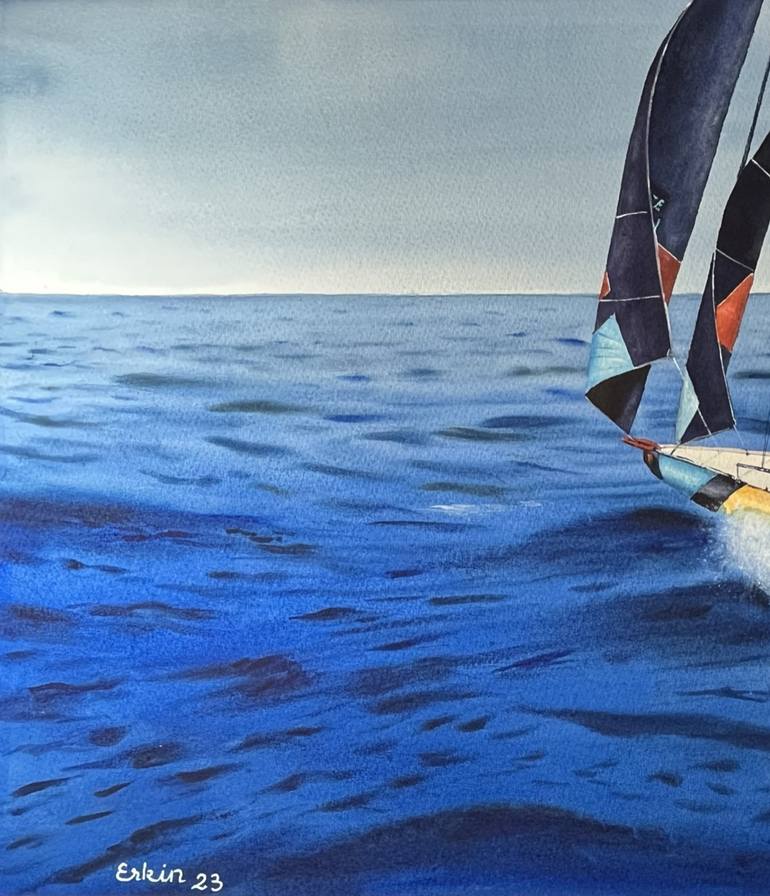 Original Impressionism Boat Painting by Erkin YıLmaz