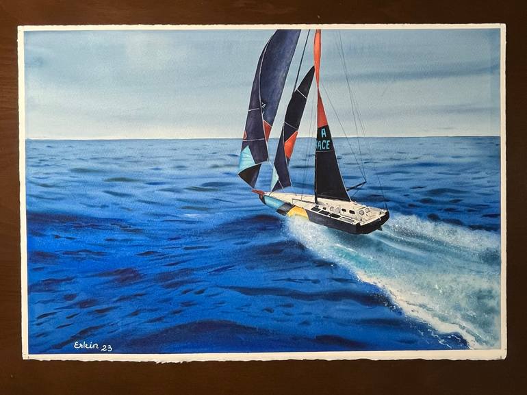 Original Impressionism Boat Painting by Erkin YıLmaz