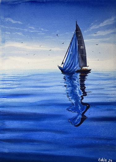 Print of Photorealism Sailboat Paintings by Erkin Yılmaz