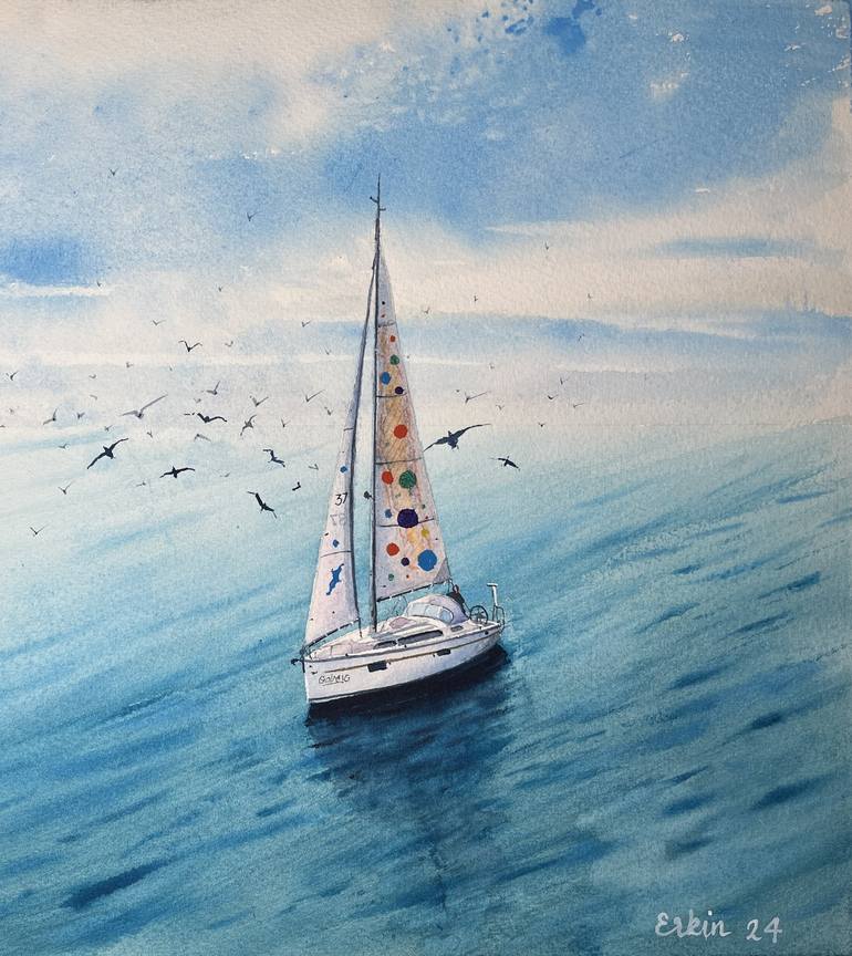 Original Photorealism Seascape Painting by Erkin Yılmaz