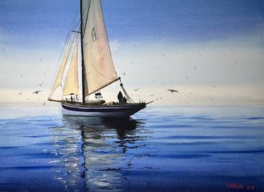 Print of Realism Seascape Paintings by Erkin Yılmaz