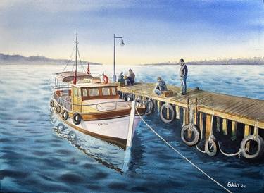 Original Impressionism Boat Paintings by Erkin Yılmaz