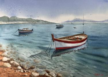 Original Photorealism Boat Paintings by Erkin Yılmaz