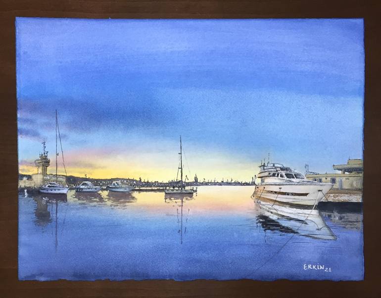 Original Yacht Painting by Erkin Yılmaz