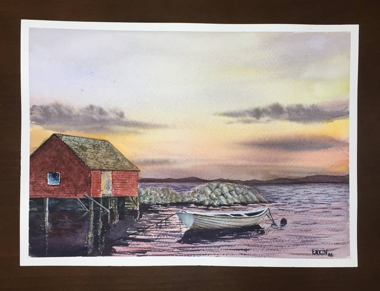 Original Boat Painting by Erkin Yılmaz