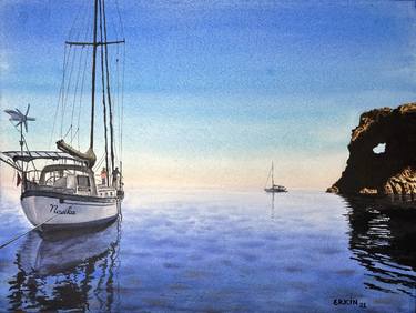Original Expressionism Sailboat Paintings by Erkin Yılmaz