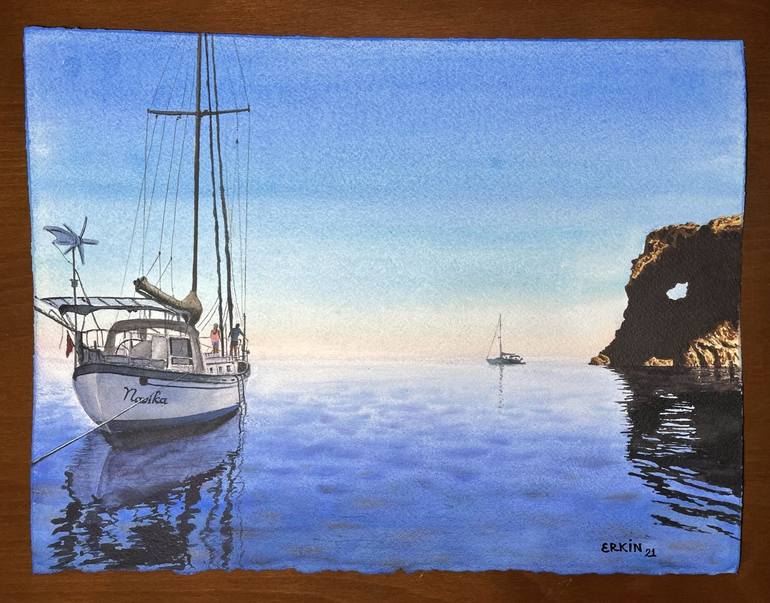 Original Sailboat Painting by Erkin Yılmaz