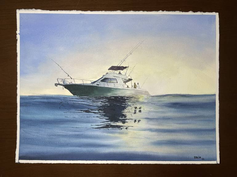 Original Realism Boat Painting by Erkin Yılmaz