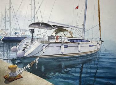 Print of Impressionism Sailboat Paintings by Erkin Yılmaz