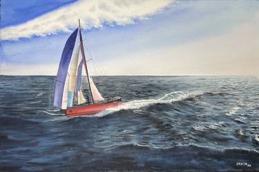 Print of Impressionism Sailboat Paintings by Erkin Yılmaz