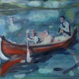 Red canoe by Luke Morgan