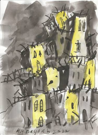 Print of Abstract Expressionism Architecture Paintings by Mohamad Dayoub