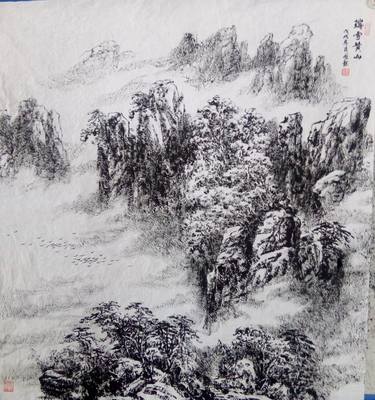 Original Landscape Drawings by Feilong Hu