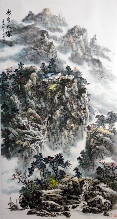 Print of Fine Art Landscape Drawings by Feilong Hu