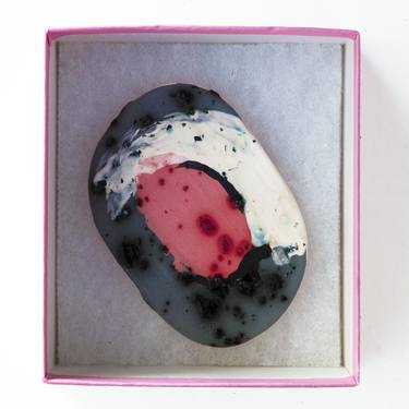 Mini Ceramic Abstract with Crystals Pink/Black/White thumb
