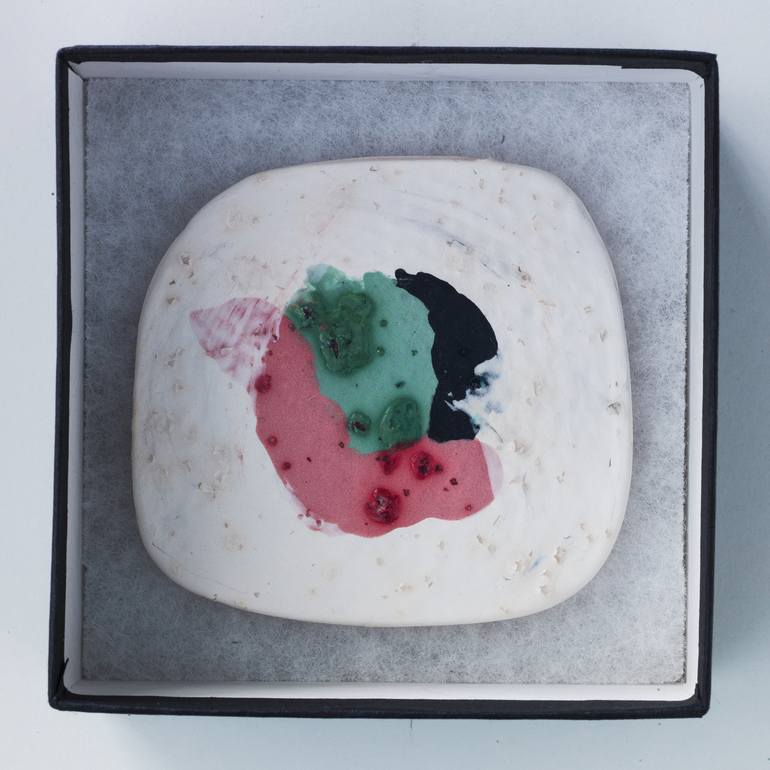 Mini Ceramic Abstract with Crystals White/Pink/Green - Print