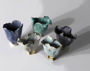 5 Mini Sculptures Mauve/Turquoise/Cream thumb