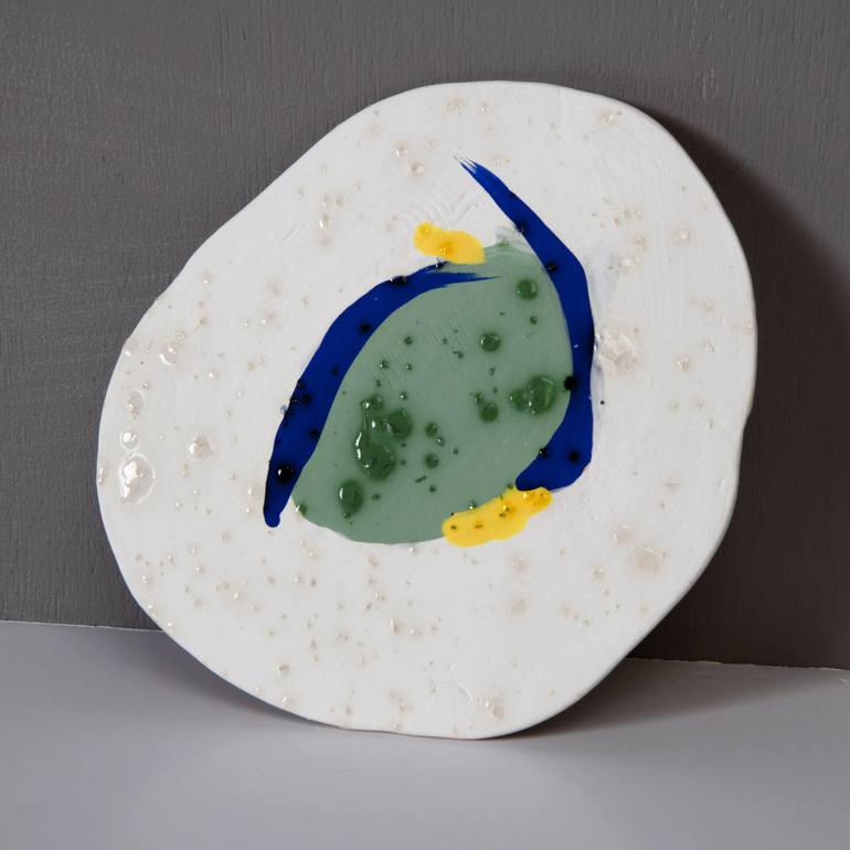 Ceramic Abstract White/Green/Blue/Yellow - Print