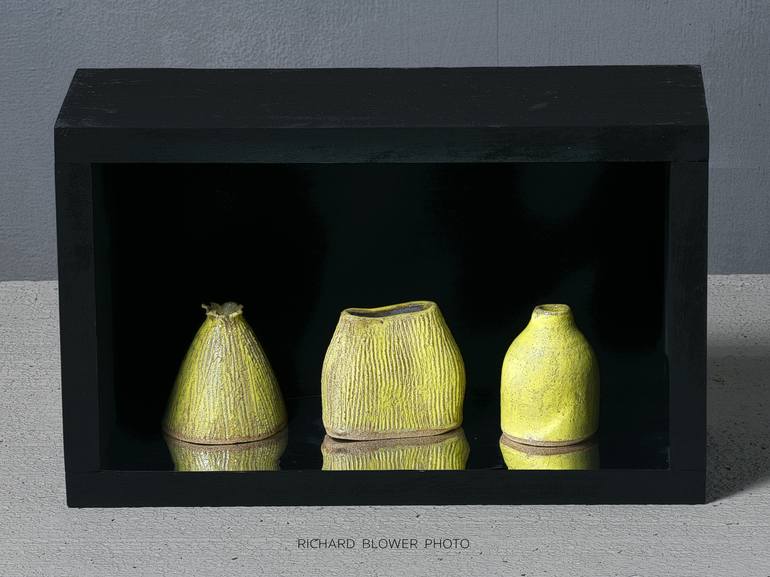 3 Small Yellow Pots in a Black Box - Print
