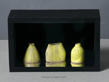 3 Small Yellow Pots in a Black Box thumb