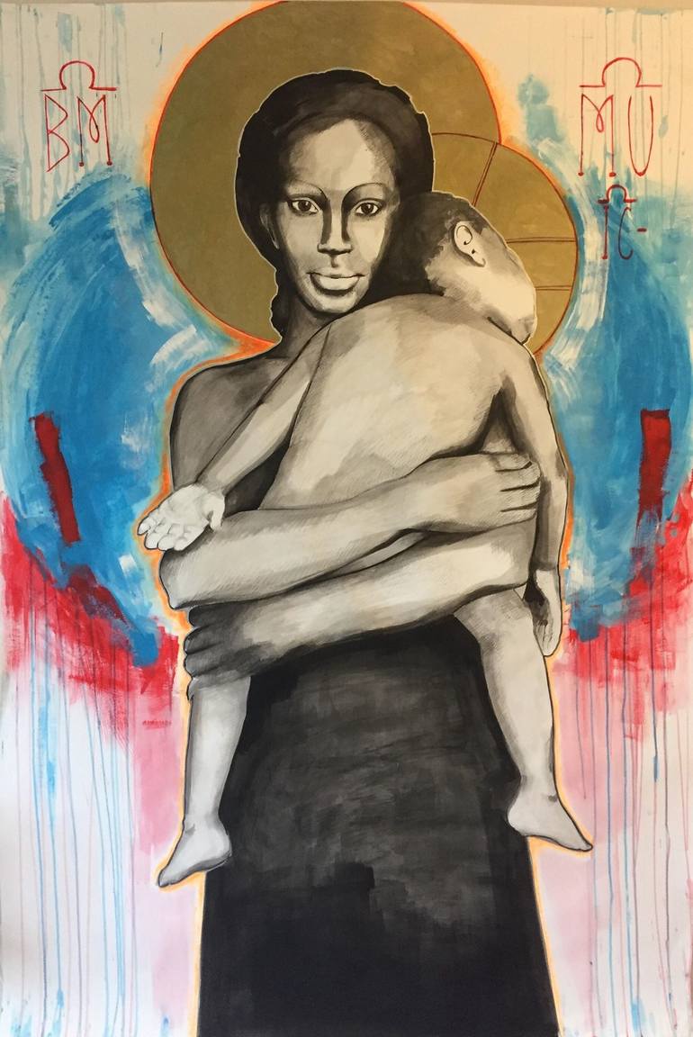 A Black Mother Drawing by Sophie Brexit | Saatchi Art