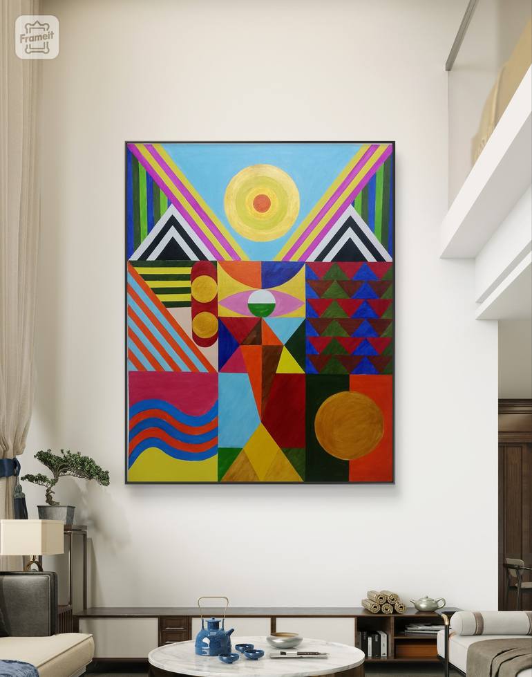 Original Geometric Abstract Painting by Ravi Vishwakarma